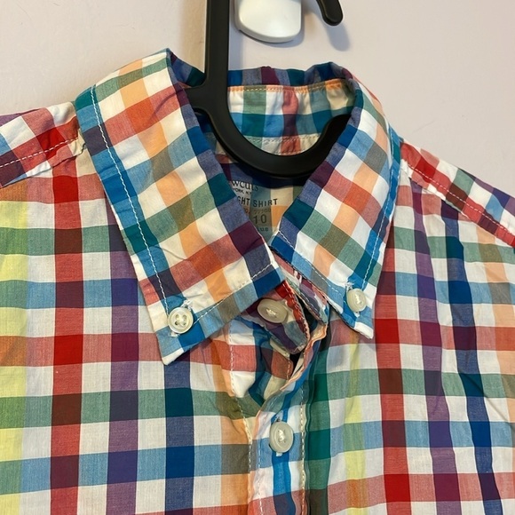 Crewcuts J. Crew Lightweight Shirt Button Down Rainbow Check size 10 - Picture 7 of 15